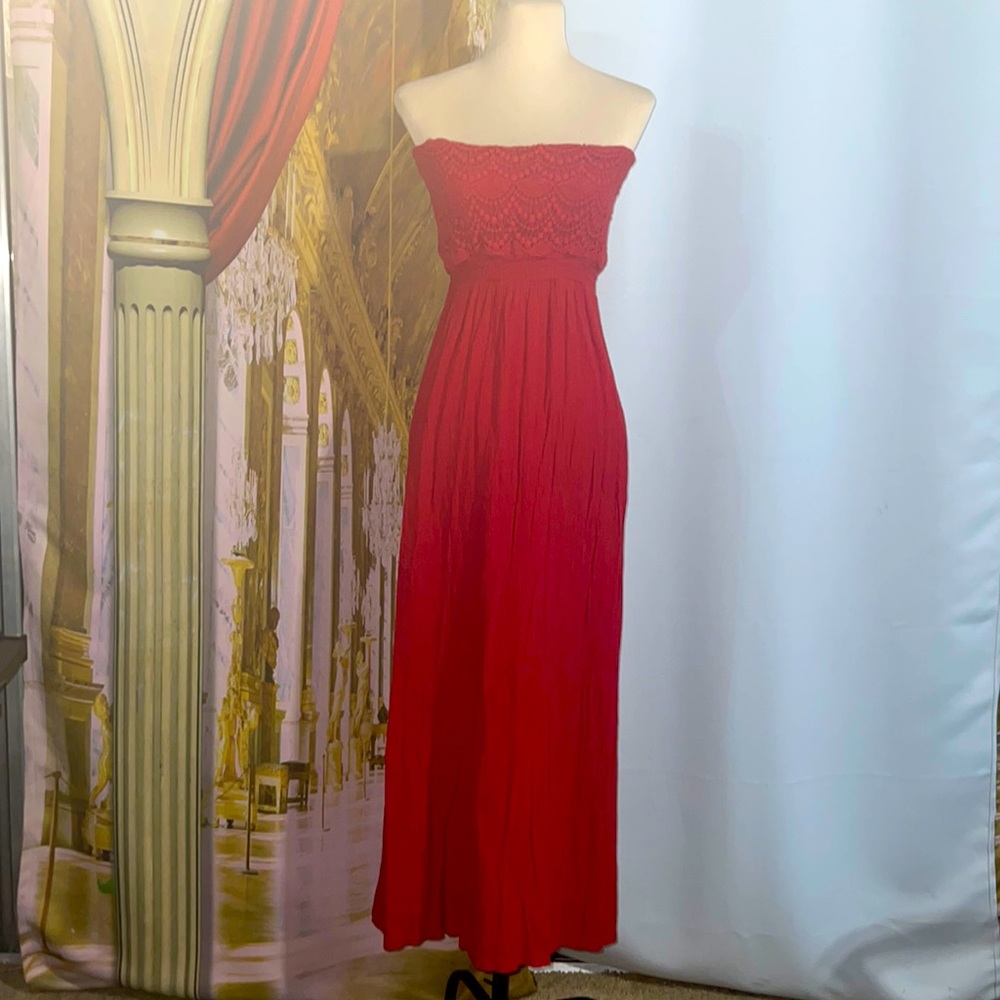 Lucky Brand Tube Red Maxi Dress